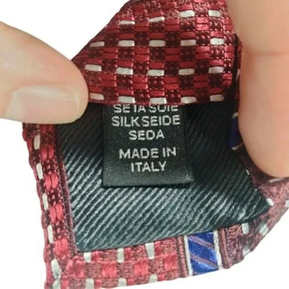 Ermenegildo Zegna Repp Striped Dash Woven Silk Tie Burgundy Silver Cobalt Blue